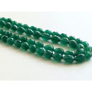 9x6mm Green Onyx Micro Faceted Tear Drop Beads, Emerald Green Onyx Faceted Gemstones For Jewelry, Green Onyx Beads (7in To 14in Options)