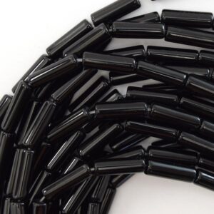 Aa 13mm Black Onyx Tube Cylinder Beads 15" Strand 4x13mm