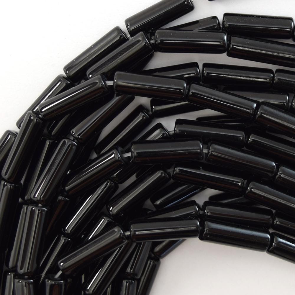 Aa 13mm Black Onyx Tube Cylinder Beads 15" Strand 4x13mm Aa 13mm Black Onyx Tube Cylinder Beads 15" Strand 4x13mm