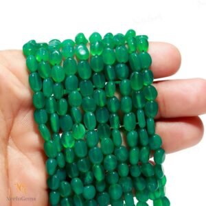 Aaa+ Green Onyx Smooth Oval Beads, natural Green Onyx Tiny Plain Oval Beads, 16"gemstone Beads For Handmade Jewelry & Craft Making