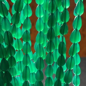 AAA Natural Green Onyx Straight Drilled Smooth Drop Beads| 6.5/10-8/14 MM | 20 Inches Green Onyx Beads| Beads For Jewelry Making|