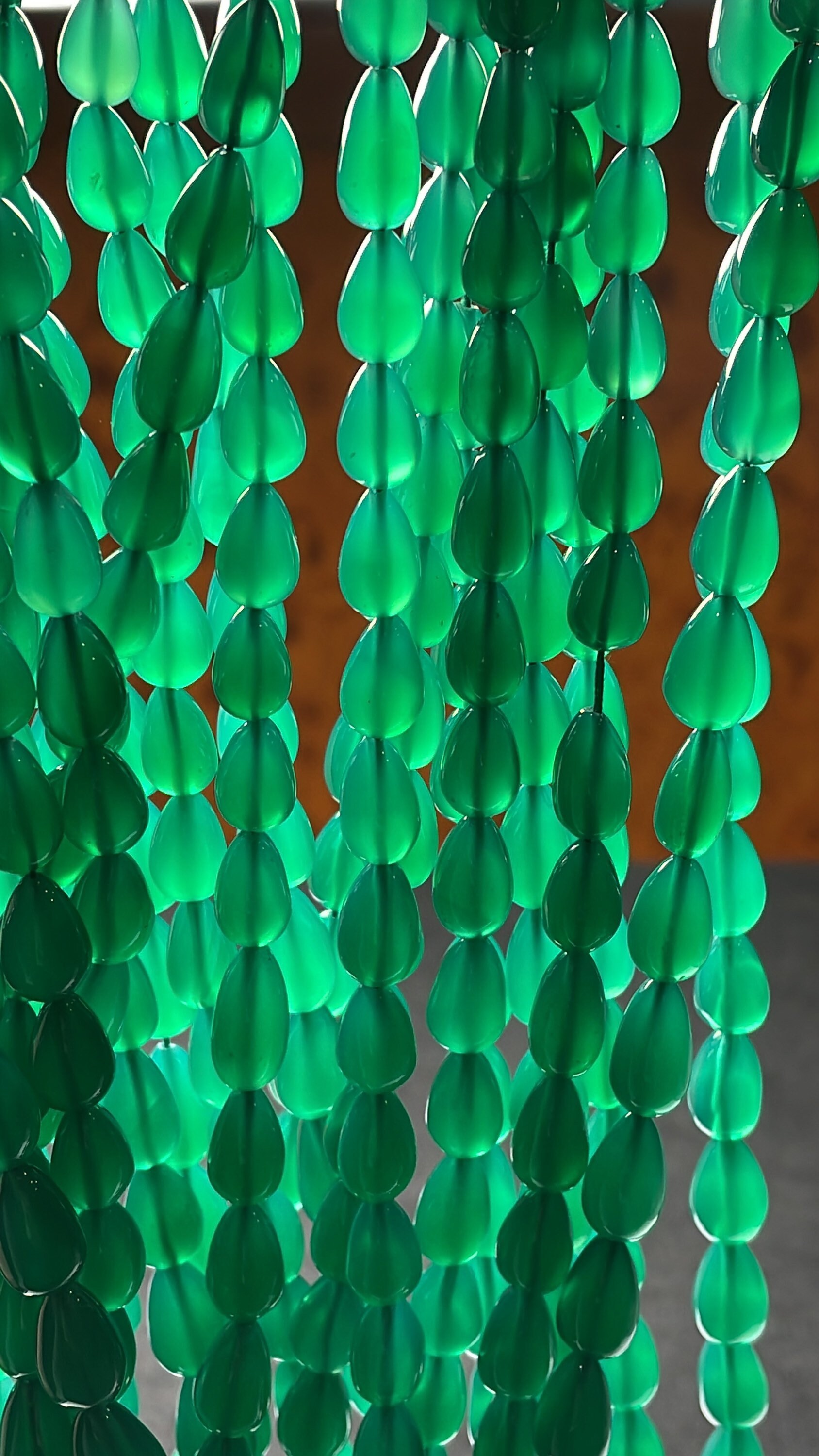 Aaa Natural Green Onyx Straight Drilled Smooth Drop Beads| 6.5/10-8/14 Mm | 20 Inches Green Onyx Beads| Beads For Jewelry Making|