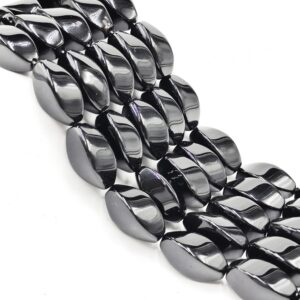 Black Onyx Spiral Rice Shape Beads Size 10x20mm 15.5'' Strand