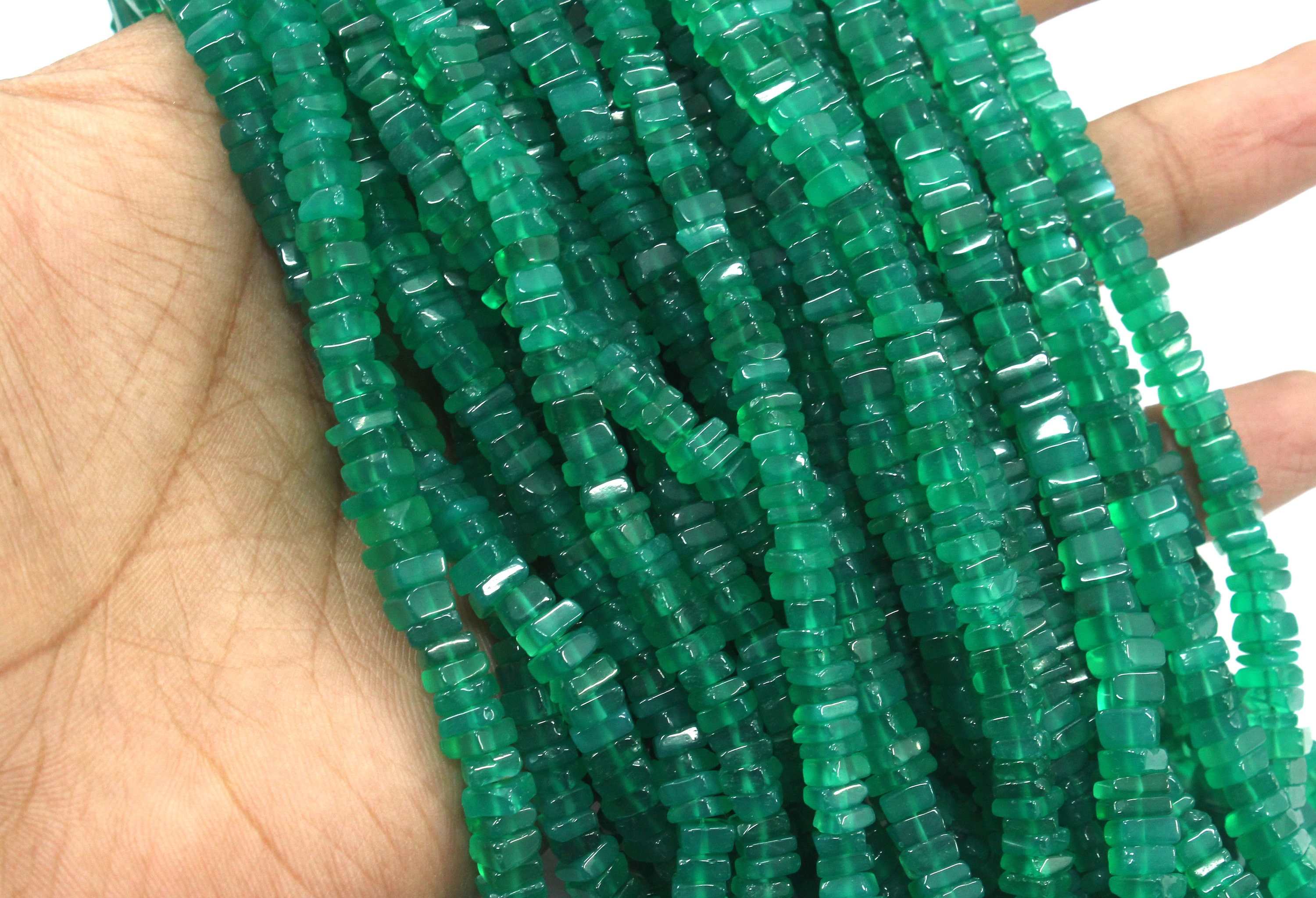 Green Onyx Heishi Beads: 5-5.5mm Aaa Gemstone Strand
