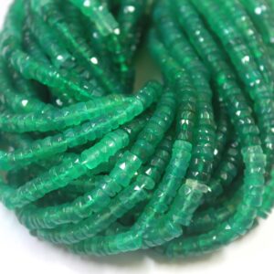 Green Onyx Tyre Beads: 5.5-6mm Faceted Wheel Beads, 16" Strand