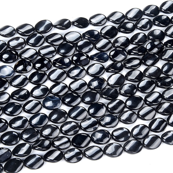 Natural Black Onyx Gemstone 16x12mm Twist Oval Loose Beads Bulk Lot 1,2,6,12 And 50 (d425)