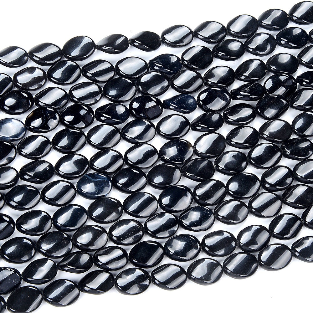 Natural Black Onyx Gemstone 16x12mm Twist Oval Loose Beads (d425)