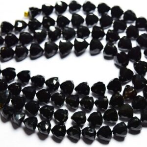 Super Quality Black Onyx Pyramid Beads - 7.5 inches - Natural Faceted Black Onyx Pyramid Briolette - Size is 6.5-7.5 mm #1832