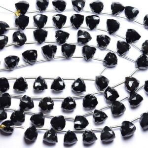 Superb Black Onyx Pyramid Beads - 7.5 inches - Natural Faceted Black Onyx Pyramid 3D Triangle Briolette - Size is 7.5-8 mm #1506