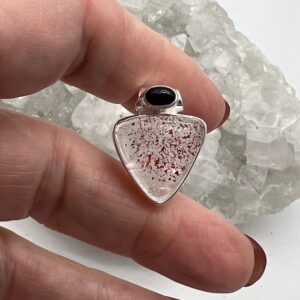 Abstract Lepidocrocite In Quartz and Black Onyx Pendant Abstract Lepidocrocite In Quartz and Black Onyx Pendant