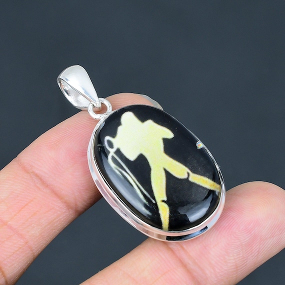 Aquarius Black Onyx Pendant: 925 Sterling Silver Zodiac Jewelry