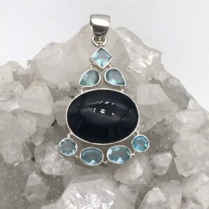 Black Onyx and Blue Crystal Pendant Black Onyx and Blue Crystal Pendant