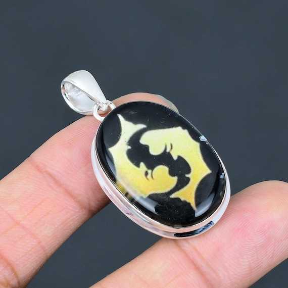Black Onyx Pisces Zodiac Pendant: Sterling Silver Astrological Jewelry