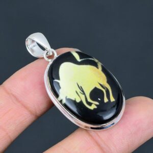 Black Onyx Taurus Pendant: 925 Sterling Silver Horoscope Jewelry