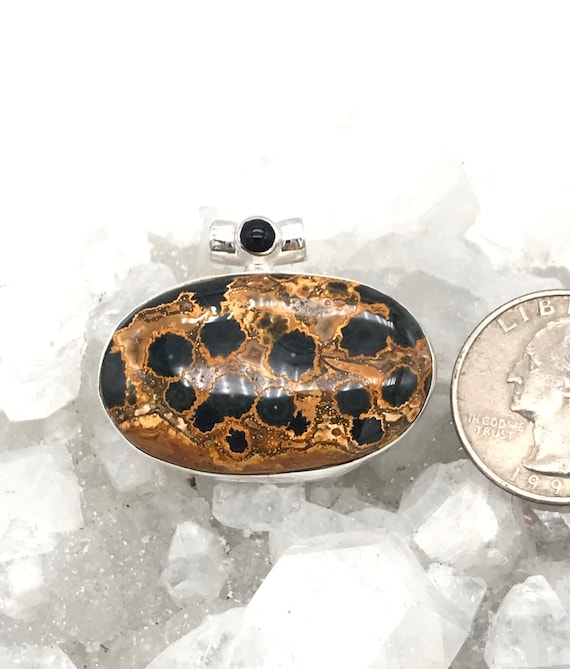 Chert Breccia Crystal And Black Onyx Pendant