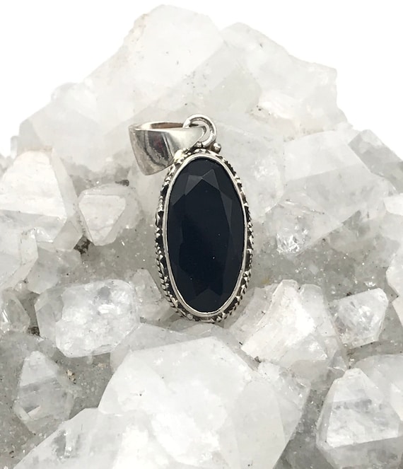 Faceted Black Onyx Pendant Faceted Black Onyx Pendant