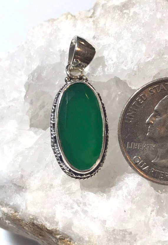 Faceted Green Onyx Pendant-1 1/4"