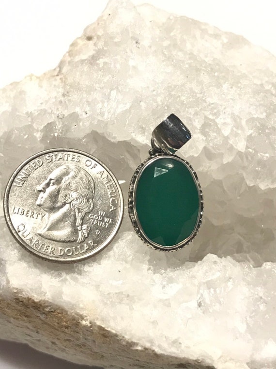 Faceted Green Onyx Pendant Necklace