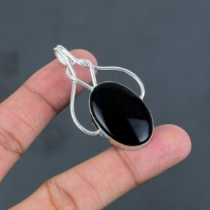 Handmade Oval Black Onyx Pendant: 925 Sterling Silver Gemstone Jewelry Handmade Oval Black Onyx Pendant: 925 Sterling Silver Gemstone Jewelry