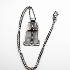 Handmade Sterling Silver Cross Necklace, Black Onyx Pendant Handmade Sterling Silver Cross Necklace, Black Onyx Pendant
