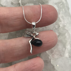 Tiny Black Onyx Fairy Pendant Tiny Black Onyx Fairy Pendant