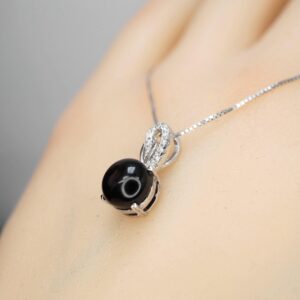 Tiny Black Onyx Necklace Round 1.5 Ct Solitaire Black Onyx Pendant - Sterling Silver White Gold Plated Dainty Black Stone Protective 1088 Tiny Black Onyx Necklace Round 1.5 Ct Solitaire Black Onyx Pendant - Sterling Silver White Gold Plated Dainty Black Stone Protective 1088