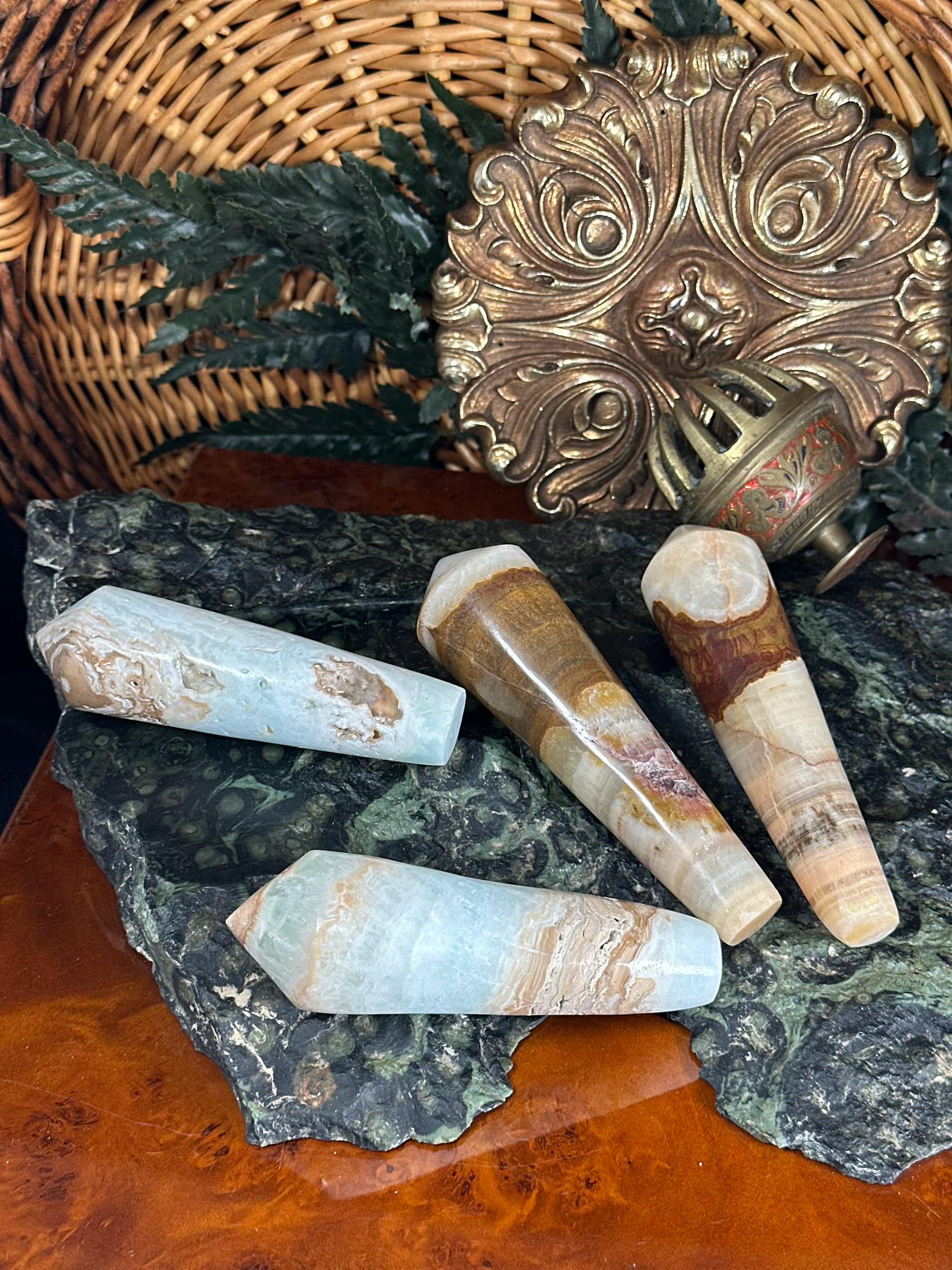 Pointed Cylindrical Wand - Brown Onyx Or Caribbean Calcite - Choose Your Wand! Pointed Cylindrical Wand - Brown Onyx Or Caribbean Calcite - Choose Your Wand!