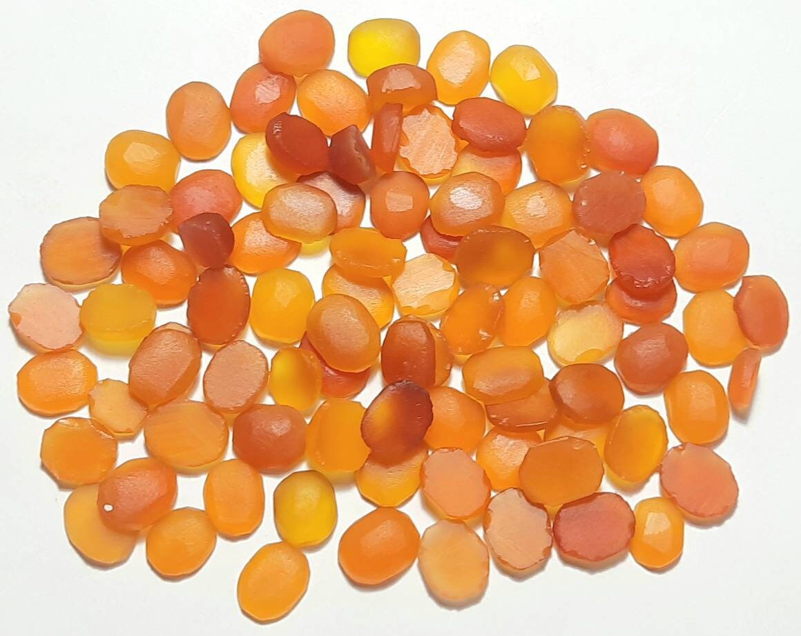 Unpolished Orange Onyx Rough Stone Mix: Round, Pear, Oval (6-16mm)