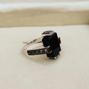 Black Onyx Ring, 925 Sterling Silver Ring, Rectangular Black Onyx Ring, Hand Made Black Onyx Ring, Black Onyx Vintage Ring, Unique Design