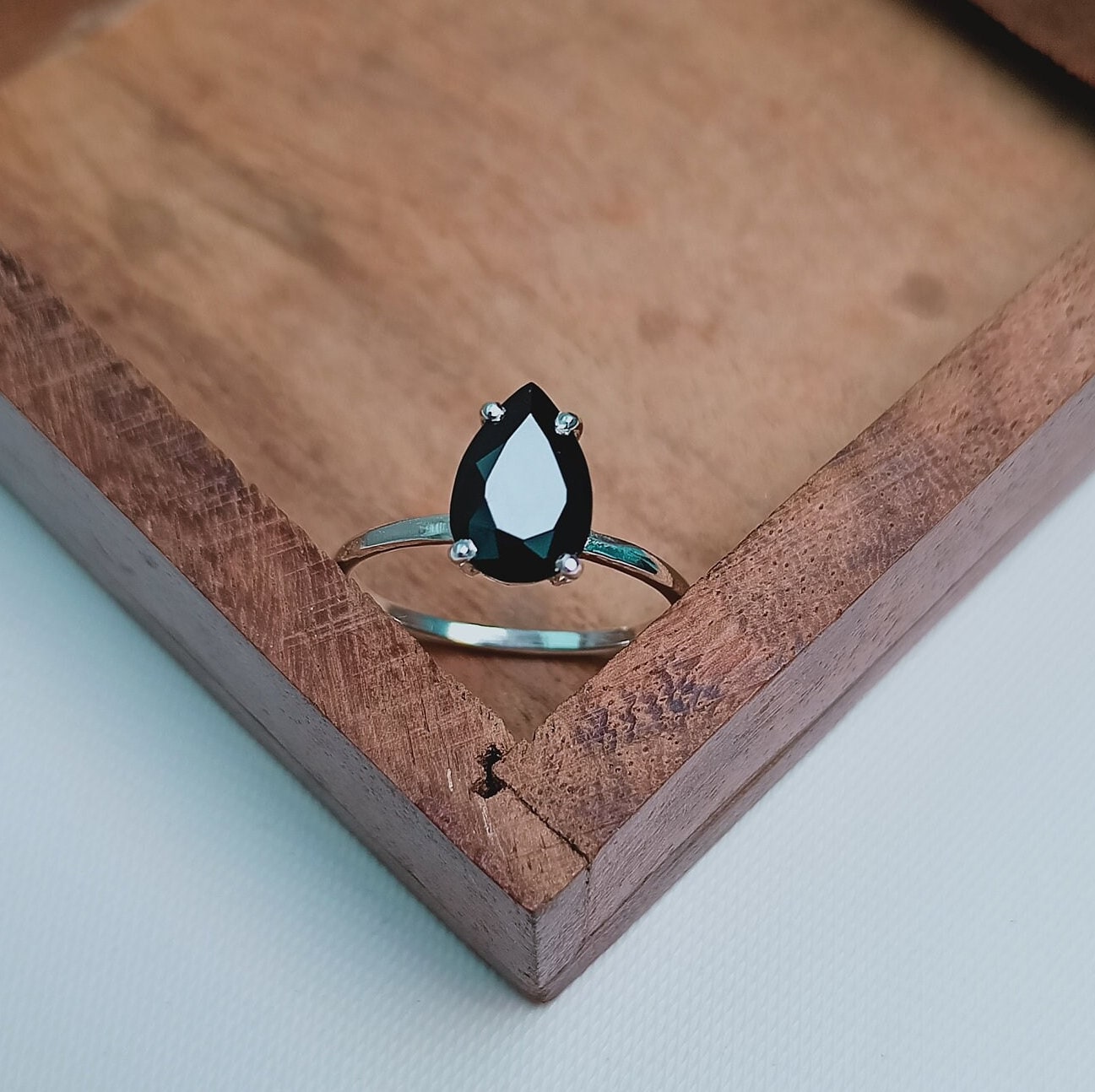 Black Onyx Ring, 925 Sterling Silver Ring, Pear Cut Black Onyx Ring, Black Onyx Silver Ring, Black Gemstone Ring, Birthstone Ring