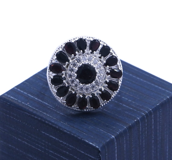 Black Onyx 925 Sterling Silver Ring - Victorian Style