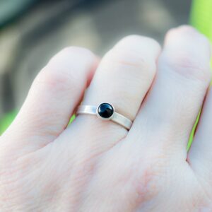 Black Onyx Sterling Silver Stacking Ring: Everyday Jewelry