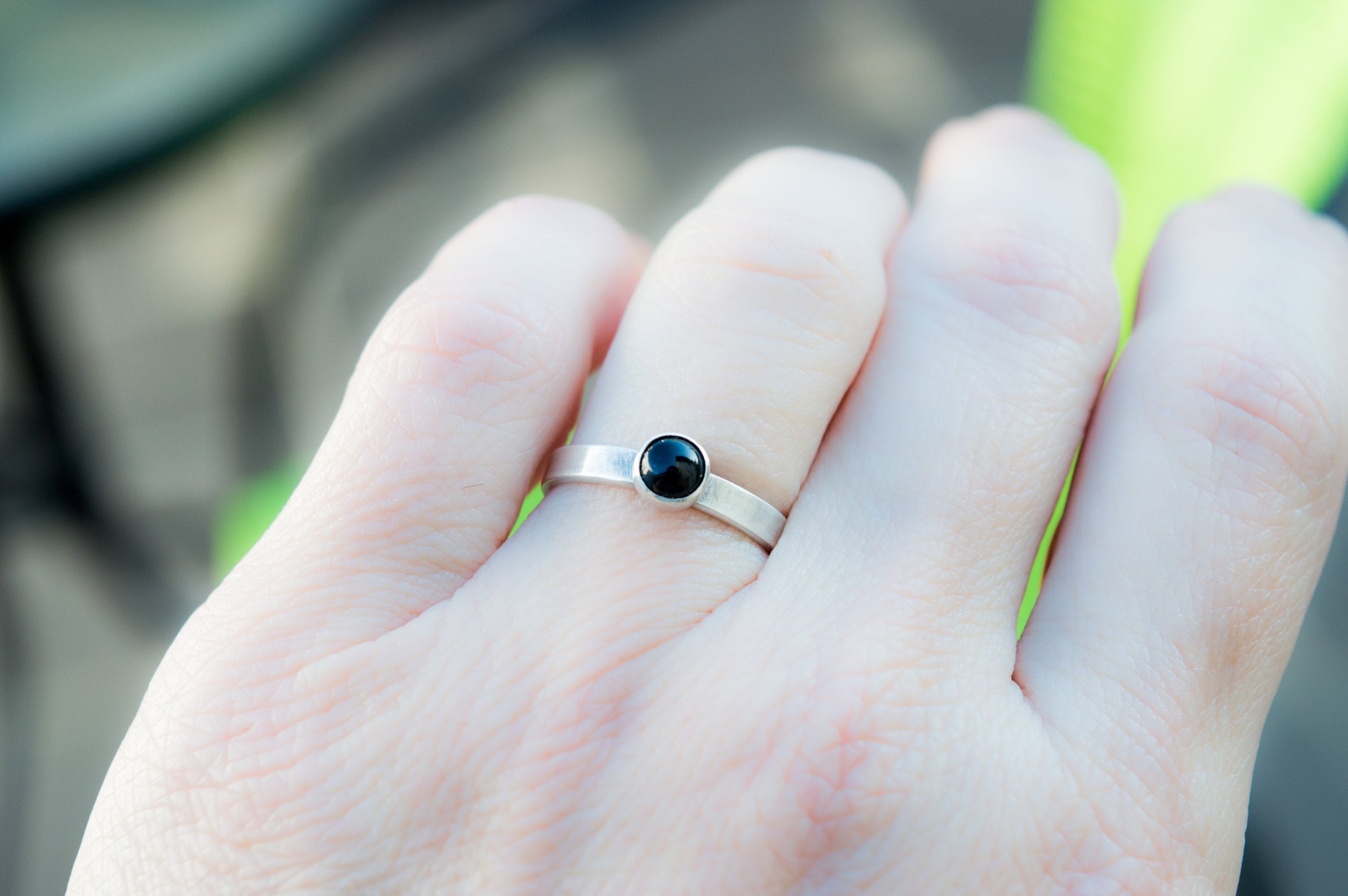 Black Onyx Sterling Silver Stacking Ring: Everyday Jewelry