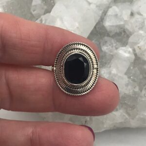 Faceted Black Onyx Ring Size 5 1/2