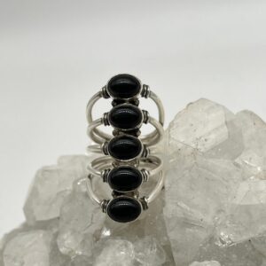 Five Stone Black Onyx Ring, Size Various
