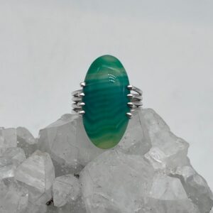Green Banded Onyx Ring, Size 9