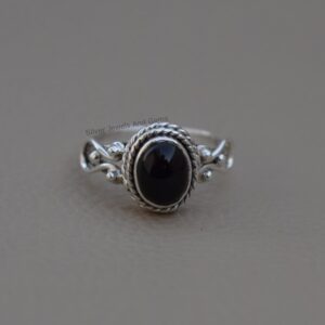 Natural Black Onyx Ring, Handmade 925 Sterling Silver Ring, Onyx Designer Ring, Gift For Her, December Birthstone