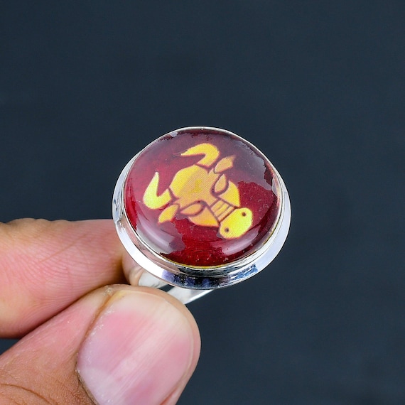 Red Onyx Taurus Ring: 925 Sterling Silver Adjustable Horoscope Jewelry Red Onyx Taurus Ring: 925 Sterling Silver Adjustable Horoscope Jewelry