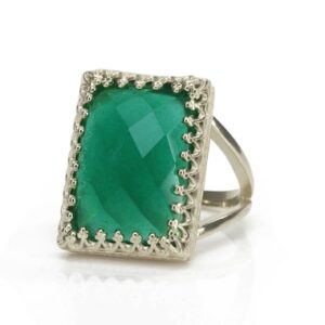 Silver Gemstone Ring · Green Onyx Ring · Rectangular Ring · Large Ring · Cocktail Ring · Promise Ring · Green Ring