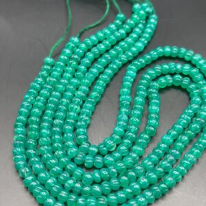 1/2 Strand Small Carved Green Onyx Roundels