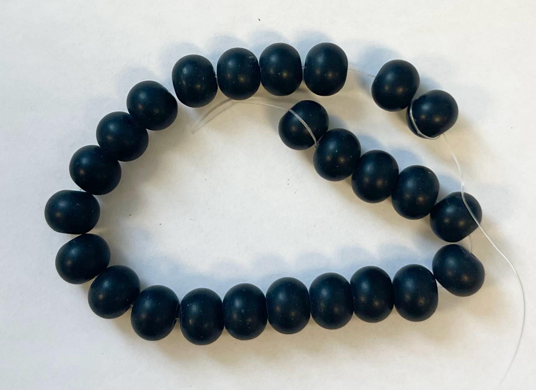 Onyx 10x8mm Matte Rondelle Gemstone Beads--8"