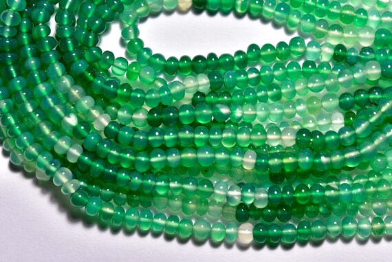 13 Inches,super Quality Natural Green Onyx Smooth Rondelles,size Is 4mm #46