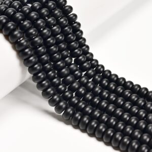 2.0mm Hole Black Onyx Matte Rondelle Beads 5x8mm 6x10mm 8" Strand 2.0mm Hole Black Onyx Matte Rondelle Beads 5x8mm 6x10mm 8" Strand