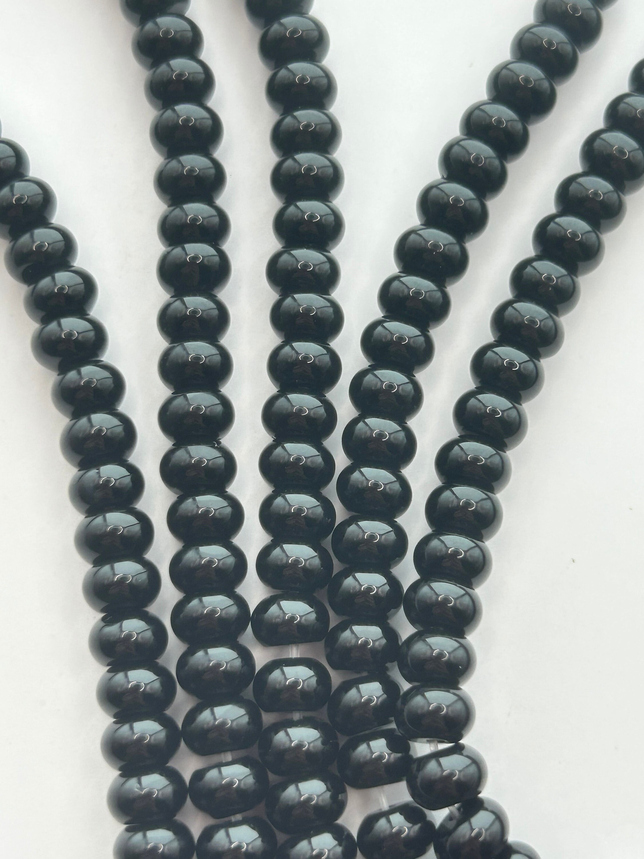 4x6mm Rondelle Black Onyx Gemstone Beads. 15” Strand Of Black Rondelle Beads, About 100 Per Strand.