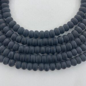 5x8mm Rondelle Matte Black Onyx Gemstone Beads. 15” Strand Of Rondelle Beads, About 78 Beads Per Strand.