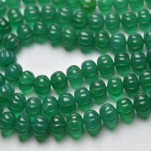 7 Inches Strand,Natural Green Onyx Smooth Melon Shape Rondelles Size 7-8mm
