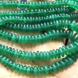 7 Inches Strand, Natural Green Onyx Smooth Rondelles Size 6-8mm