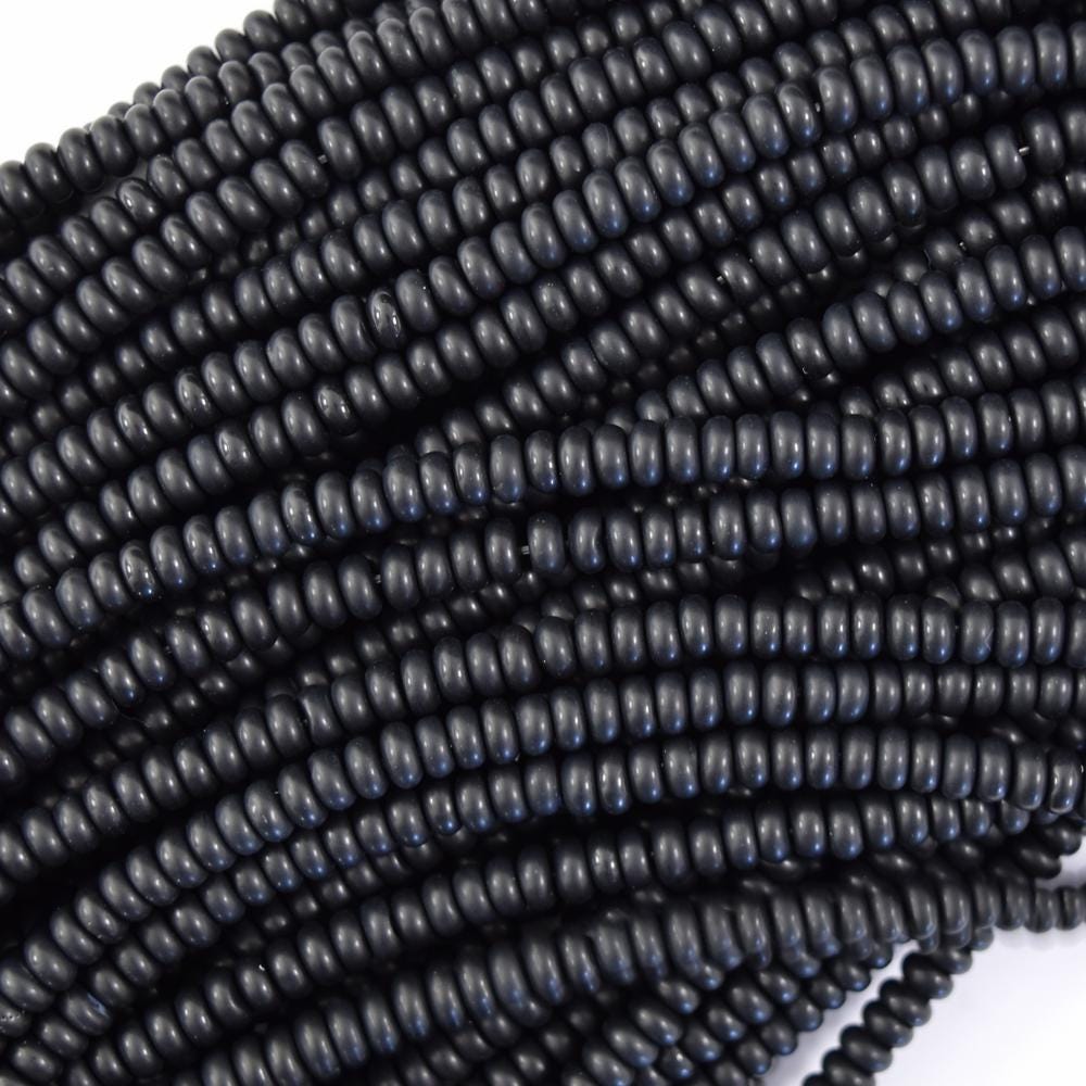 Aa Matte Black Onyx Rondelle Button Beads Gemstone 15.5" Strand 4mm 6mm 8mm