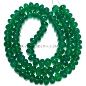 Aaa+ Clean Green Onyx Gemstone Beads Natural Green Onyx Smooth Rondelle Beads 7mm Rondelles 18” Inch Strand Hand Polish Onyx Beads Jewelry