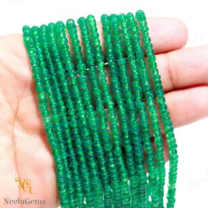 Aaa+ Natural Green Onyx Smooth Rondelle Beads, 3.5-4 Mm High Quality Green Onyx Plain Beads Handmade Jewelry Making Designs & Crafts